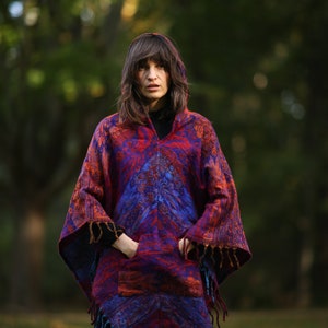 Colorful feel-good poncho: cozy comfort for cold days hooded poncho unisex cape festival poncho image 4