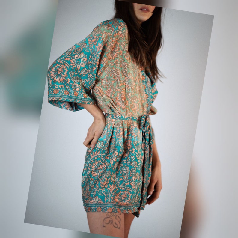 Robe kimono élégante, robe de chambre, kimono vintage, robe de mariée, kimono Boho, vêtements de détente image 2