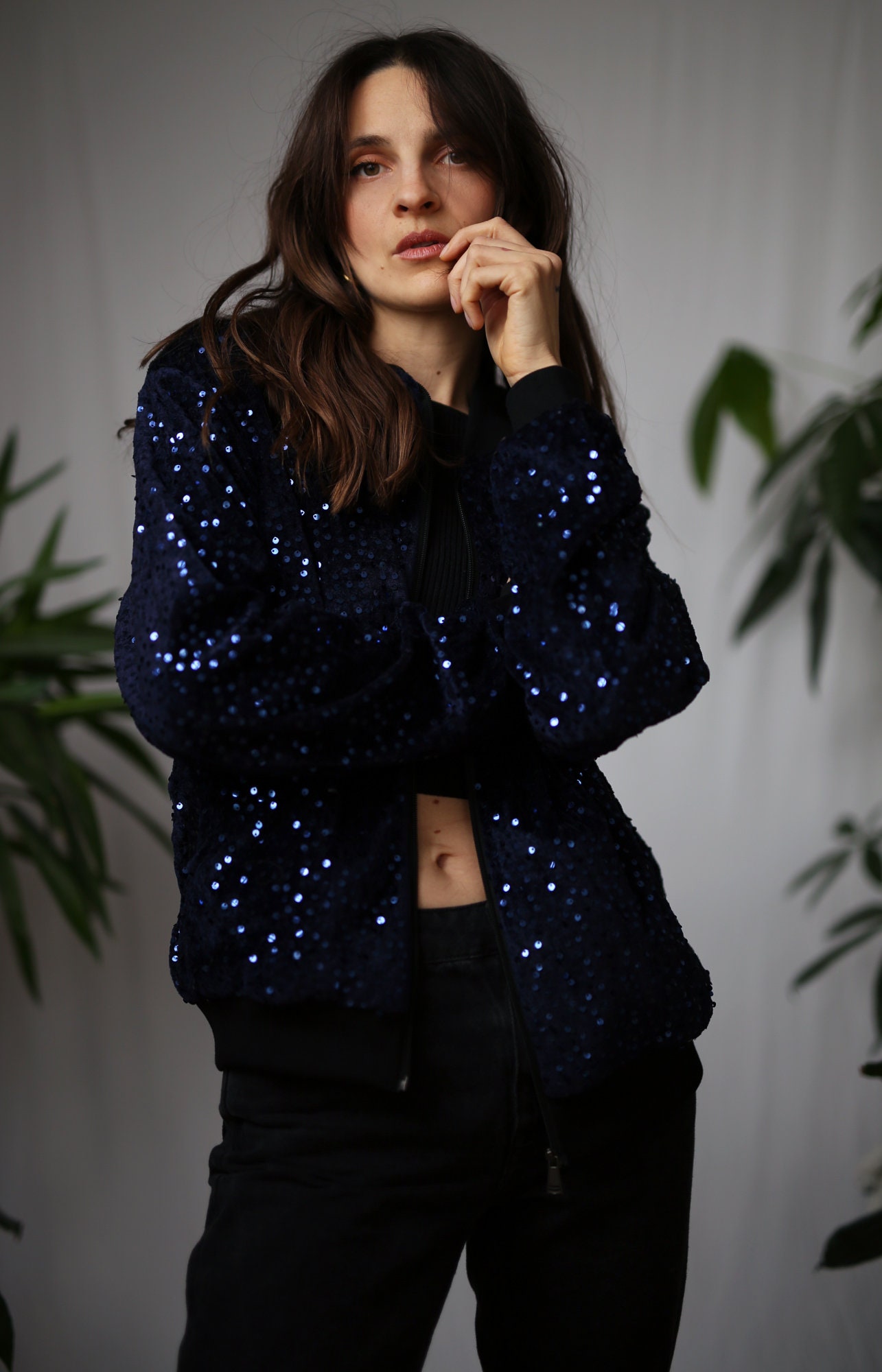 c*o様 superNova. Track jacket Velvet jacq Navy Blue Sequin Jacket - Velvet Track Jacket - Vintage