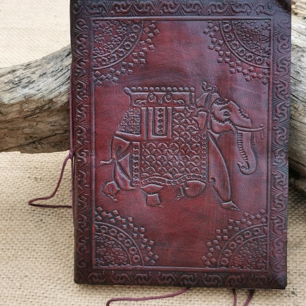 Handmade Leather Bound Journal - Recycled Paper - OM - Embossed Notebook - Nostalgic Journal - Antique Leather Journal