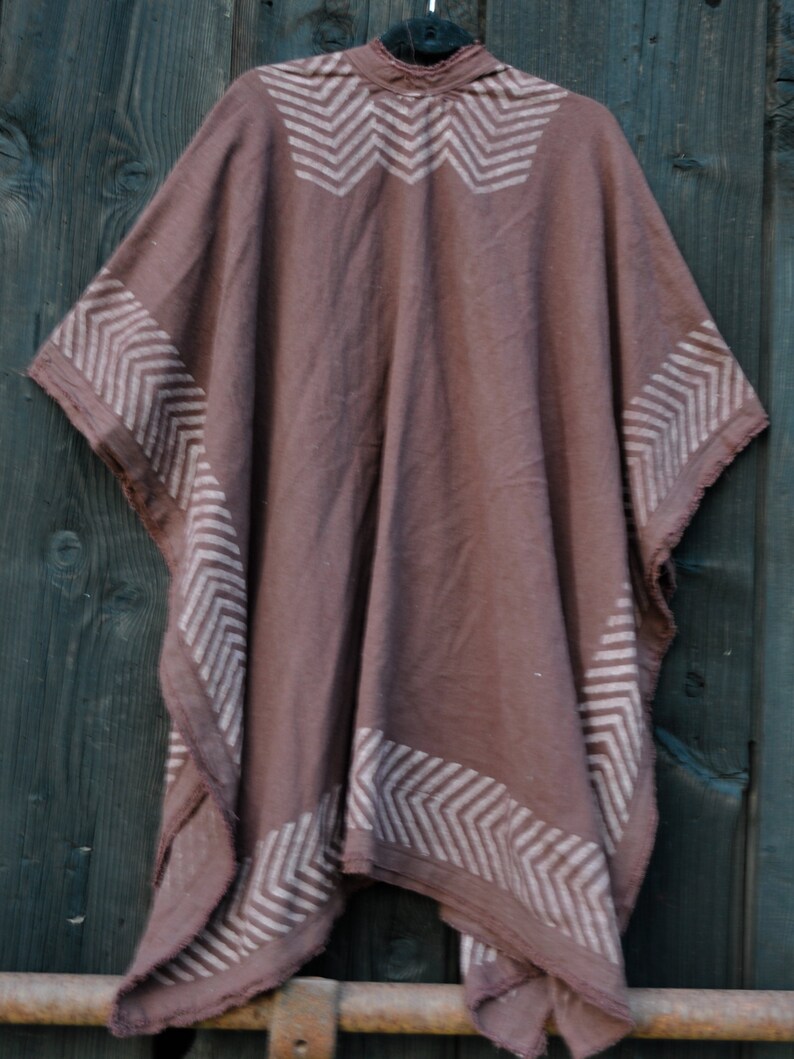 Poncho vest Long vest Natural color Stola Tribal