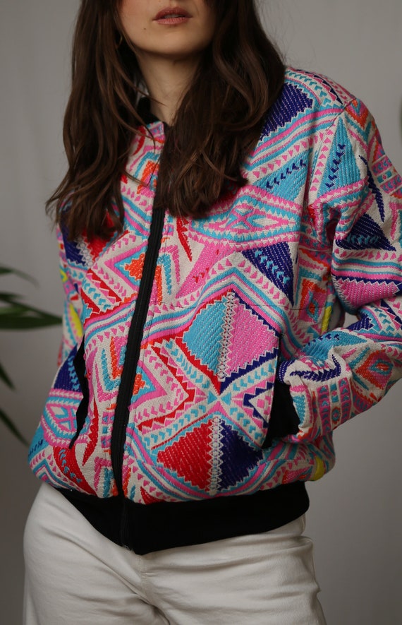ジャケット・アウター 80s- field&stream native blanket coat Vintage 90s Western Frontier Purple Southwestern Striped