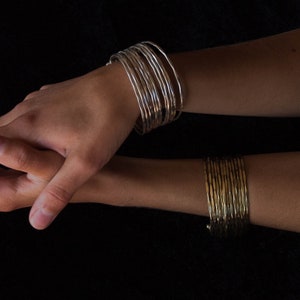 Broad bracelet made of golden brass Bohemian bangle image 4