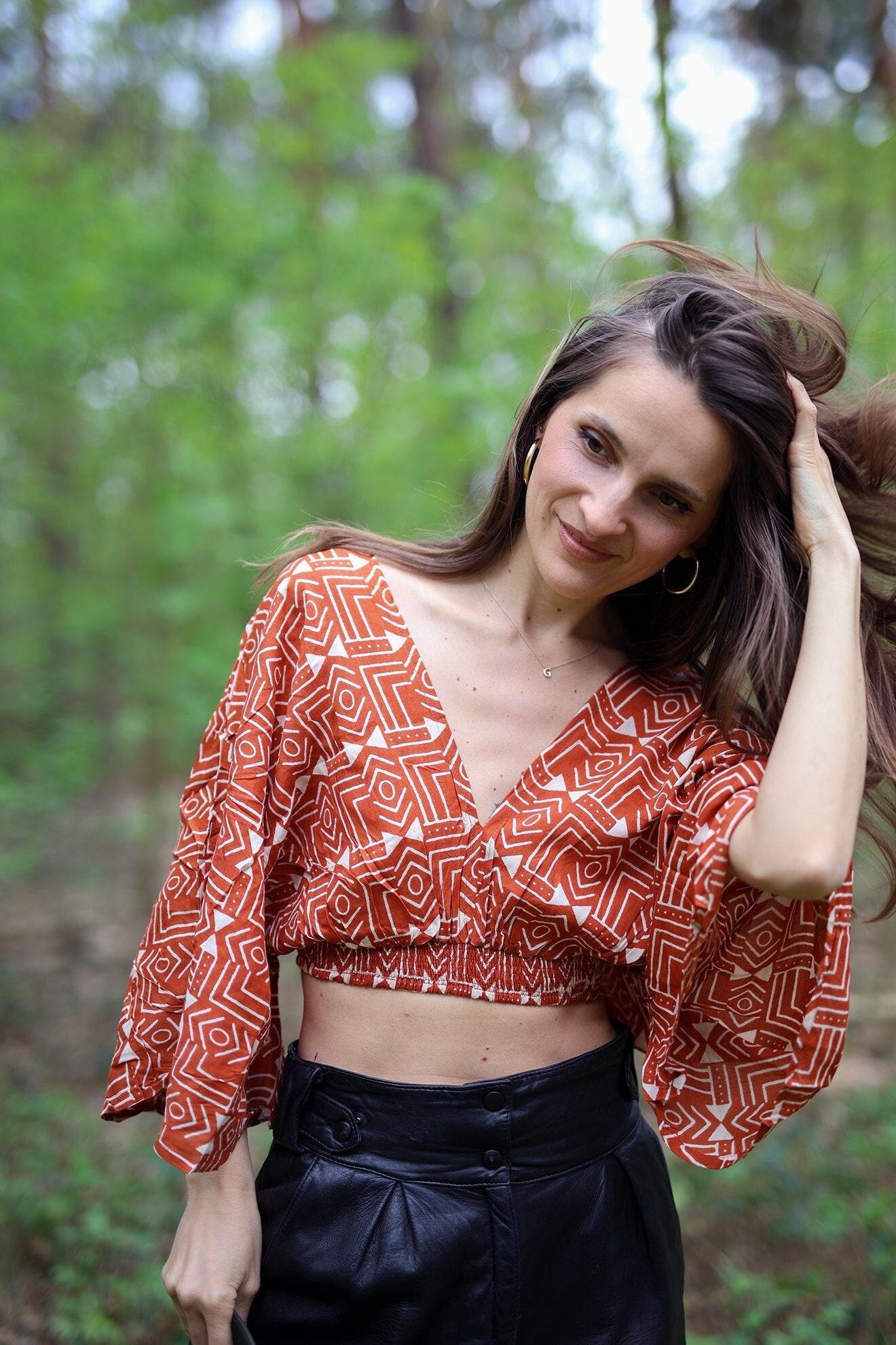 Women's Crop Top, Boho Top, Boho Flare Top, Festival Top, Sleeve