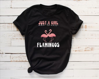 Funny Flamingo Shirt - Just A Girl Who Loves Flamingos - Flamingo Lover Gift - Premium Unisex Classic Fit T-Shirt S0001