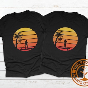 Retro Sunset Sup Paddling Tshirt, paddleboard shirt, Paddleboarding Gifts, sup shirt, Stand Up Paddle Shirt
