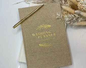 Livre d'organisation de mariage de luxe en or : journal souvenir eucalyptus