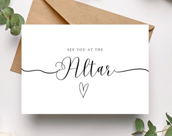 Altar Card - Husband Wife Wedding Card - Bride Groom on Wedding Day Card -  Personalised - Wedding Day Note - Classic Simple Design