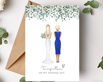 Tarjeta de agradecimiento de boda personalizada: Ilustración de madre e hija (PDF digital o impresa)