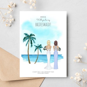 Will you be my Bridesmaid Card - Personalised - Bridesmaid Proposal - Destination Beach Wedding Card - Maid of Honor Proposal Eucalyptus