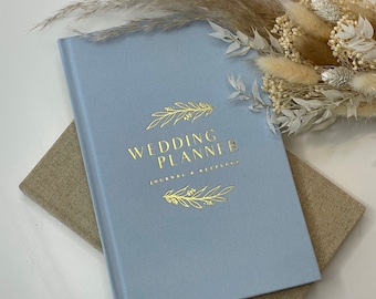 Luxury Dusty Blue Wedding Planner Book, Wedding Planner Journal & Keepsake, Bride Gift , Engagement Gift, Wedding Organizer, Eucalyptus