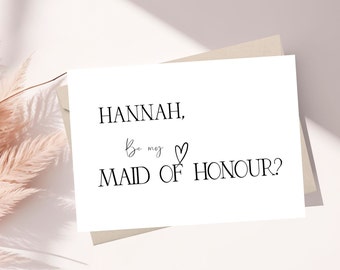 Personalised Maid of Honour Card - Bridesmaid Proposal Card - Modern Bridesmaid Card  -  Minimal Design - Monochrome Bridesmaid Gift