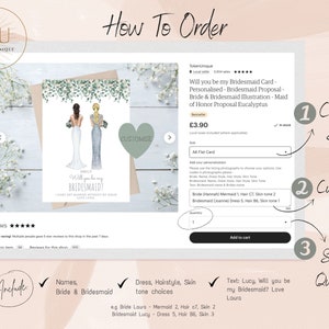Personalized Bridesmaid Proposal Card: Fairytale Wedding Illustration image 2