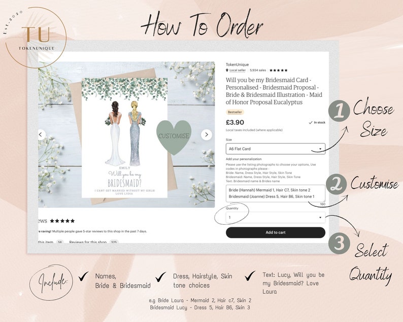 Personalized Bridesmaid Proposal Card: Fairytale Wedding Illustration image 2
