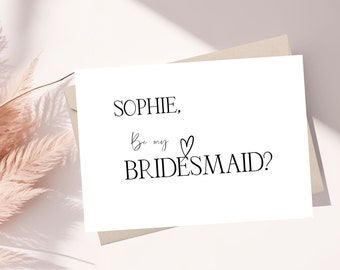 Personalised Maid of Honour Card - Bridesmaid Proposal Card - Modern Bridesmaid Card  -  Minimal Design - Monochrome Bridesmaid Gift