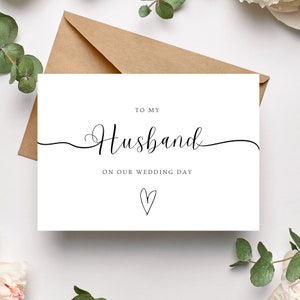 Biglietto di nozze per marito – Biglietto per lo sposo il giorno del matrimonio – Personalizzato – Biglietto per il giorno del matrimonio – Design semplice e classico