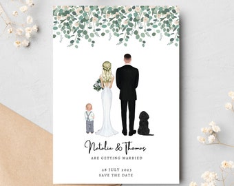 Custom Portrait Save the Date Cards: Eucalyptus Wedding Invitations