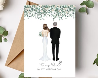 Tarjeta de boda personalizada para papá: Retrato de padre e hija (PDF digital o impresa)
