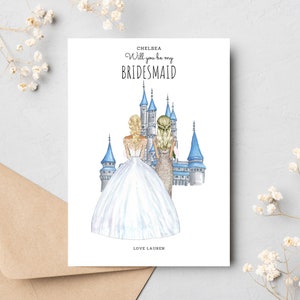 Märchen Hochzeit - Willst du meine Brautjungfer Karte - Personalisiert - Brautjungfer Vorschlag - Benutzerdefinierte Braut & Brautjungfer Illustration