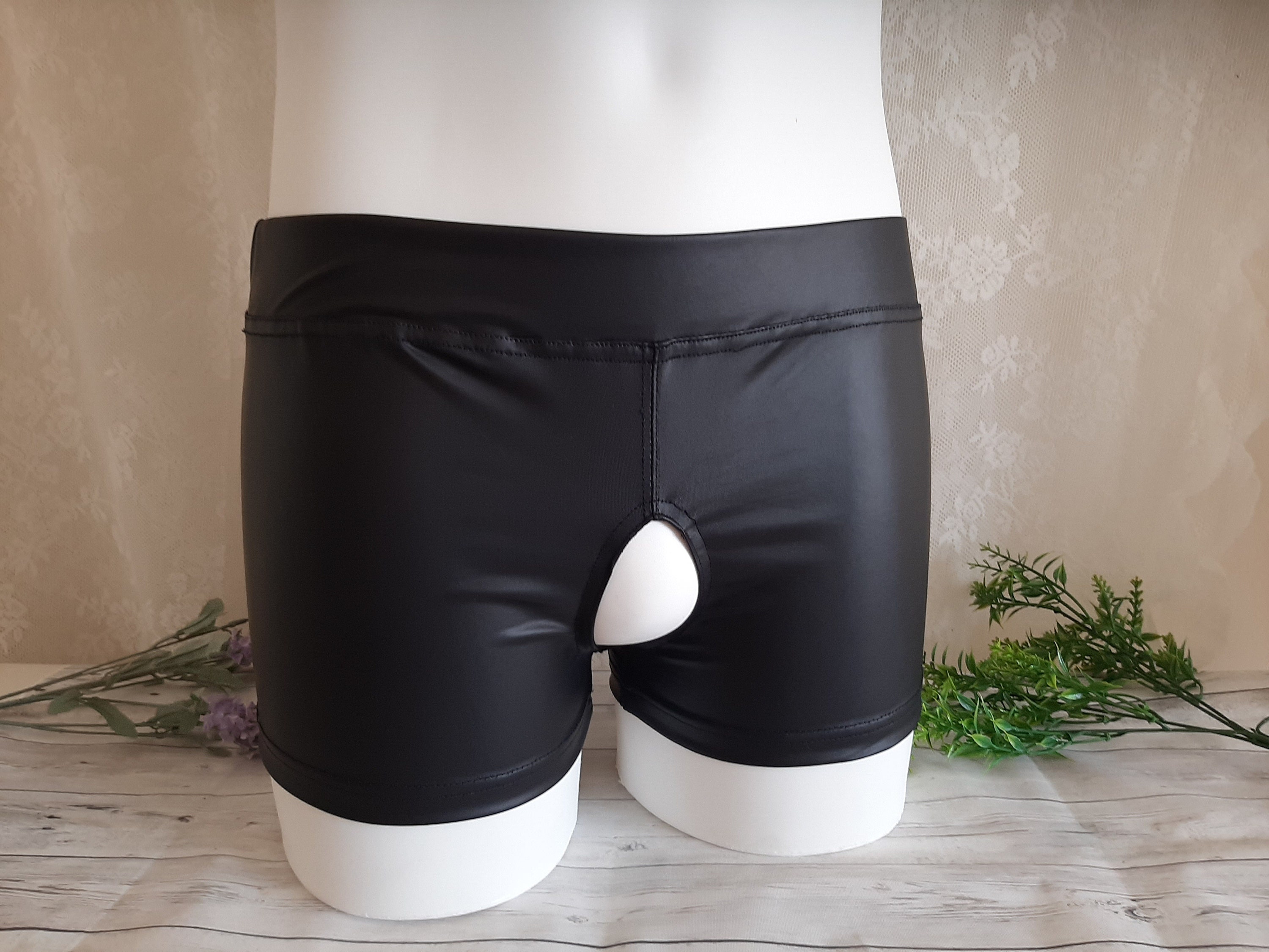 Mens Crotchlesspanties, Faux Leather Boxer Briefs Extreme Uncensored ...