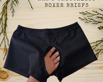 Mens crotchless uncensored extreme open crotch crotchlesspanties uncensored lingerie boxer briefs - various fabrics