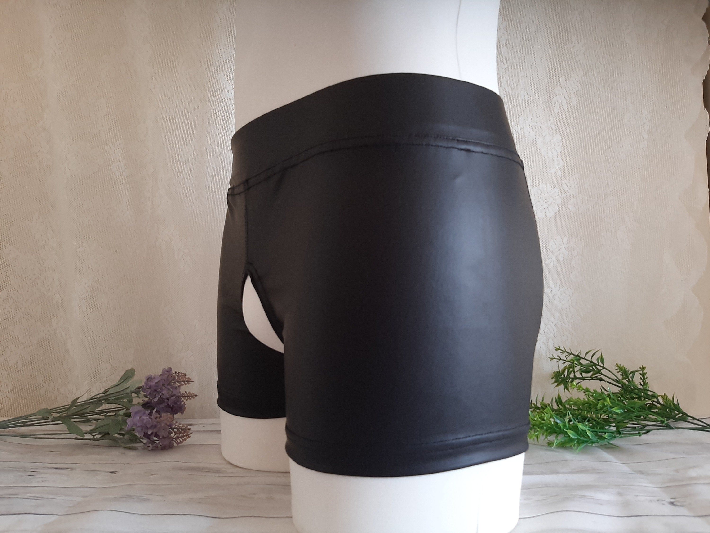 Mens Crotchlesspanties Faux Leather Boxer Briefs Extreme - Etsy