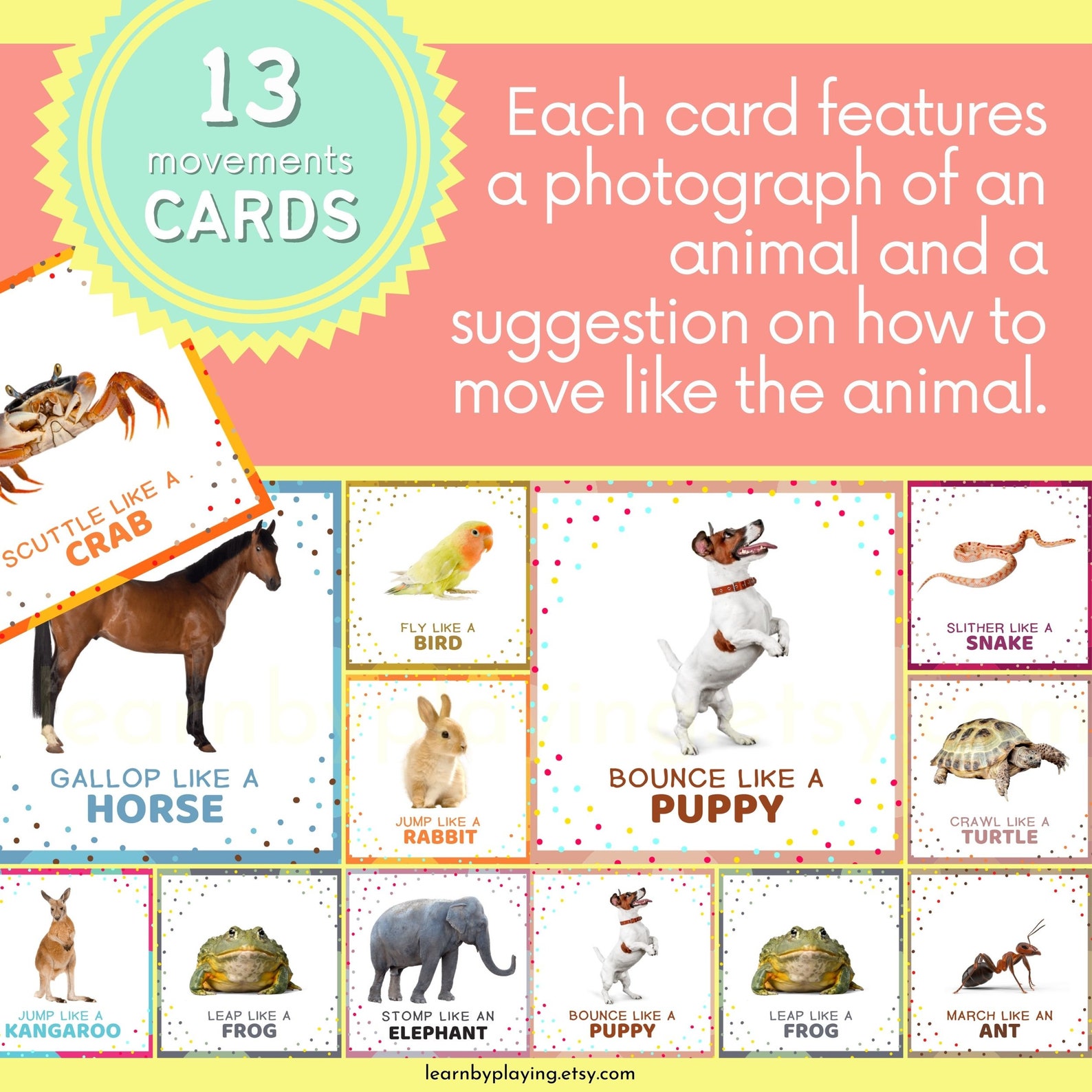 Move like an Animal Montessori Cards Dear Zoo Toddler Game | Etsy