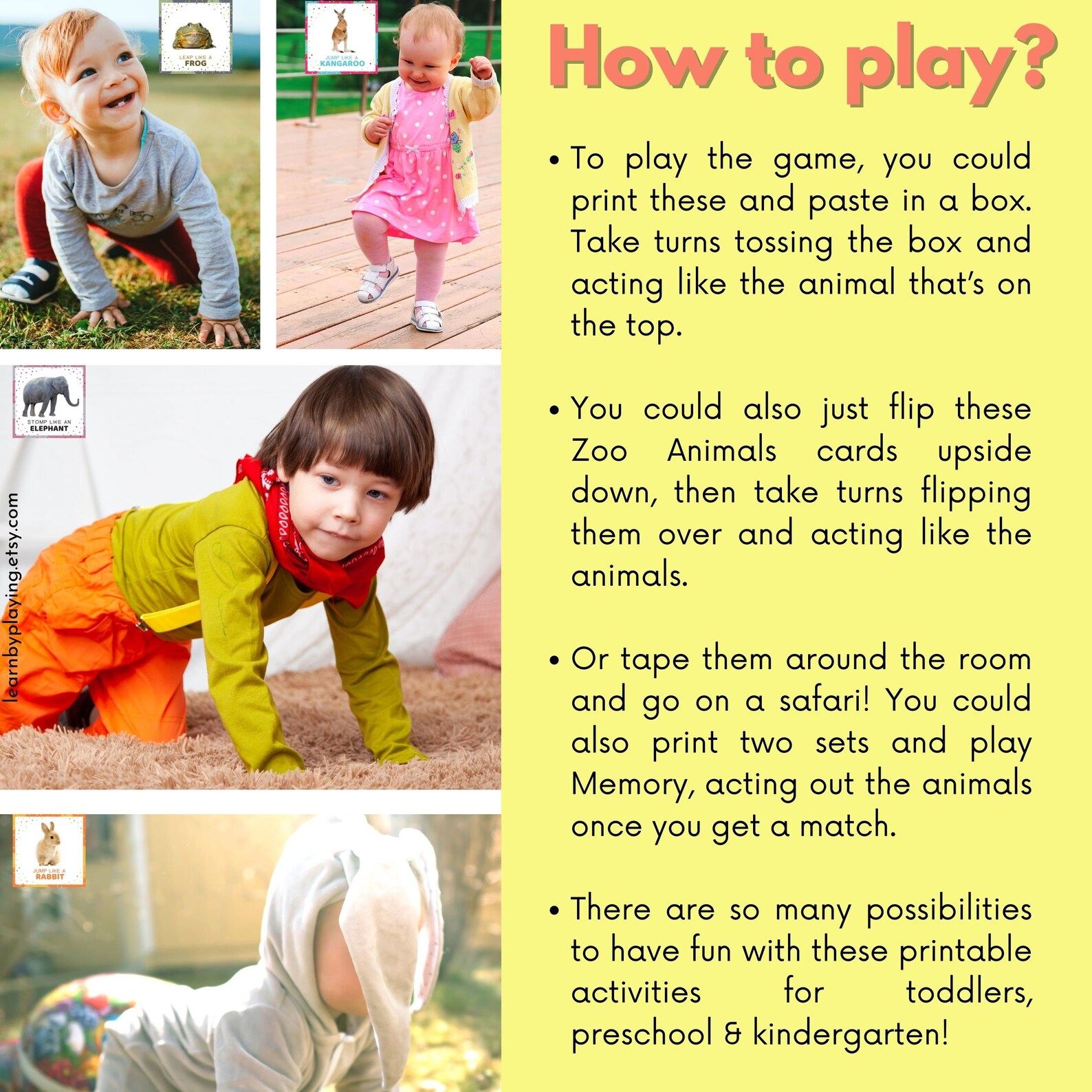 Move like an Animal Montessori Cards Dear Zoo Toddler Game | Etsy