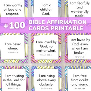 Tarjetas de afirmación de la Biblia imprimibles - Afirmaciones cristianas - Tarjetas de afirmación imprimibles para niños - Afirmación de cubierta