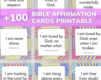 Bible Verse Affirmation Cards – 100+ Printable Christian Affirmations (PNG)