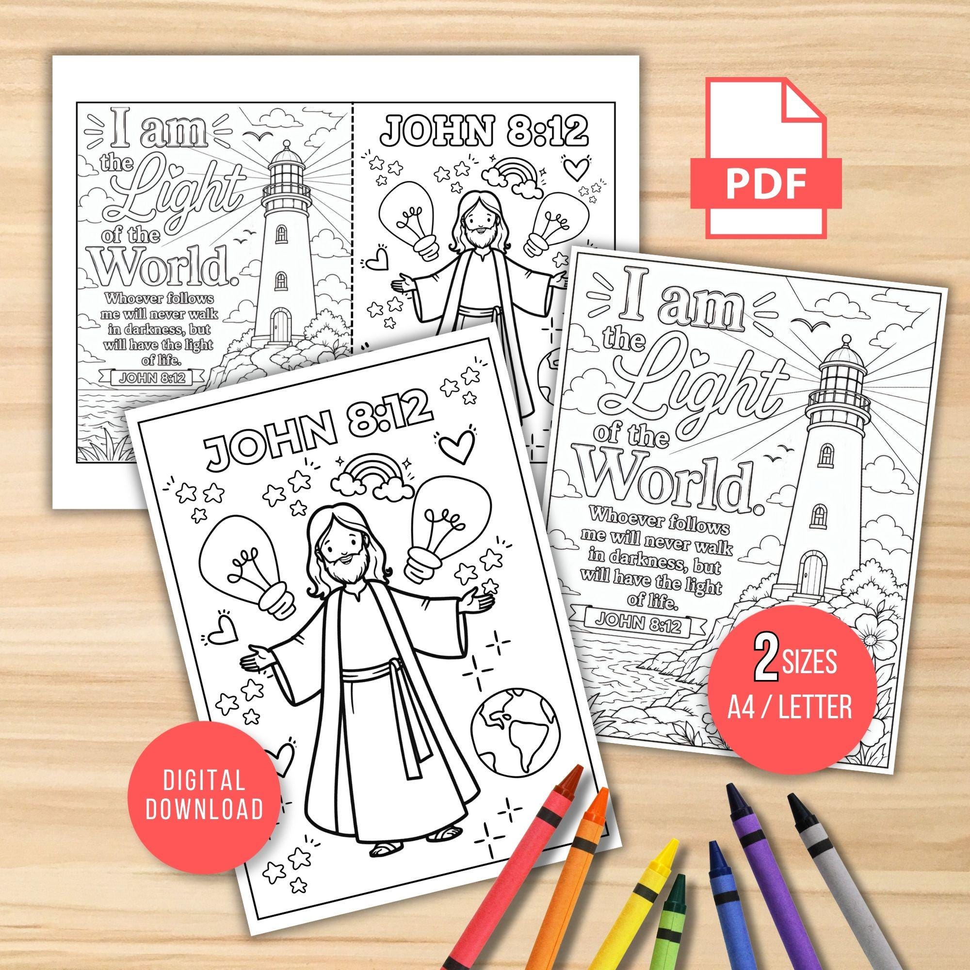 John 812 Coloring Pages Printable PDF I Am the Light of the World ...