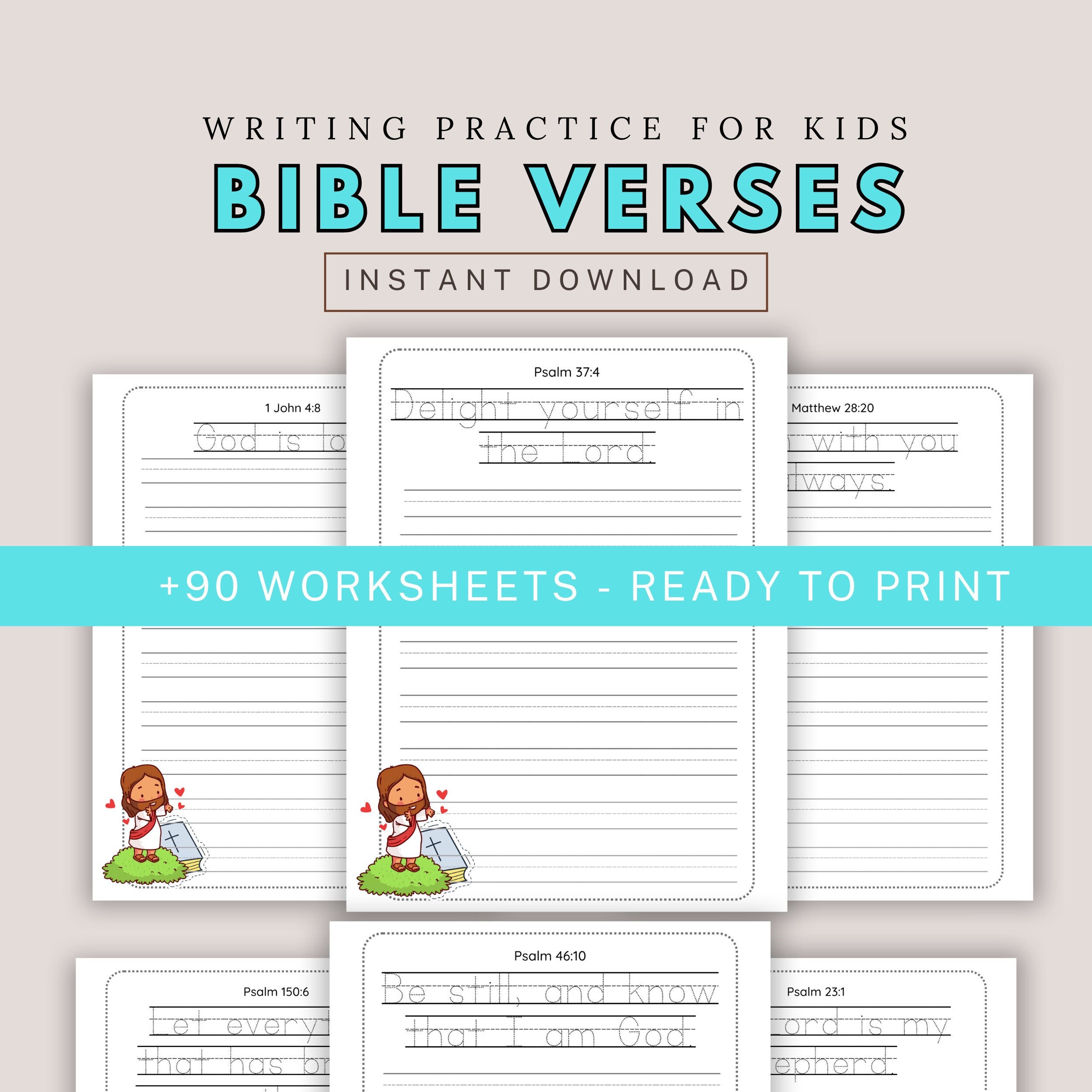 Bible Handwriting Practice Kids Bible Tracing Worksheets Etsy