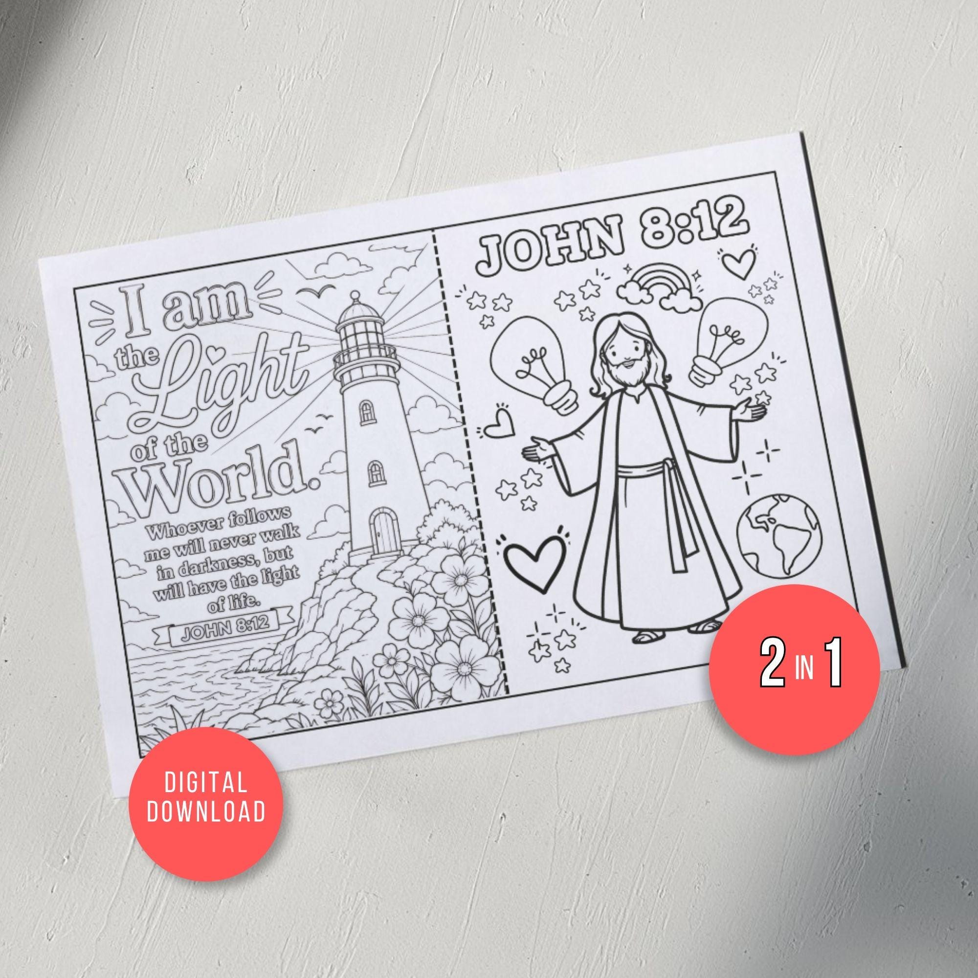 John 812 Coloring Pages Printable PDF I Am the Light of the World ...
