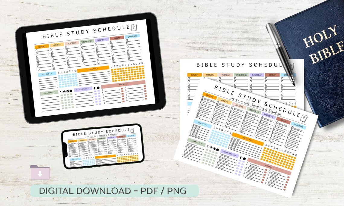 Bible Study Schedule Printable | Christian Planner PDF & PNG | Weekly ...