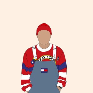 Custom Colour Line Drawing Faceless Illustration