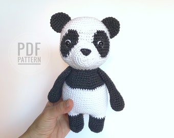 Panda Bear Crochet PATTERN, Amigurumi Panda Pattern, Crochet Animal, Toy Knitting Pattern, Pablo the Panda, English, Spanish, PDF