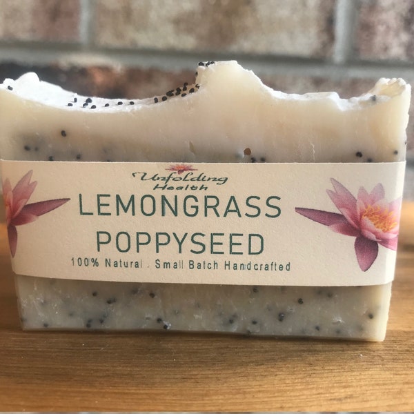 Lemongrass Poppyseed 100% natural bar soap, vegan soap, bar soap, moisturizing soap, small batch soap, artisan soap, palm free soap