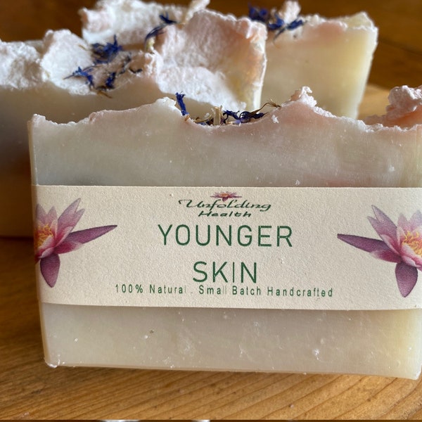 Younger Skin 100% natural vegan bar soap, face soap, palm free soap, moisturizing soap, fine line reducing soap