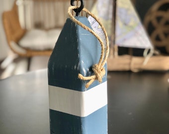 Blue Painted Wood Lobster Buoy, Coastal Decor, Door Stop