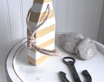 Amber Painted Wood Buoy, Beach Decor