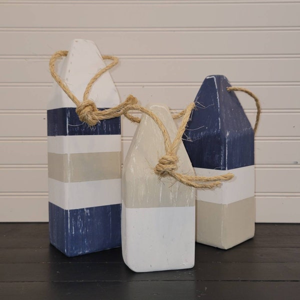 Hand-Painted Wood Lobster Buoys, Coastal Beach Decor