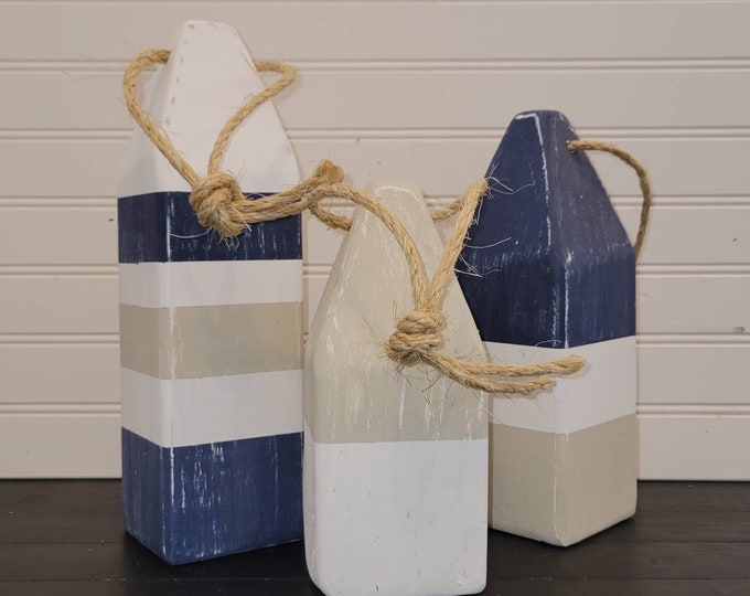 Hand-Painted Wood Lobster Buoys, Coastal Beach Decor
