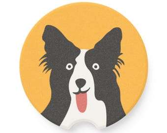 Posavasos de esteatita para coche, perro collie, humor sobre collie