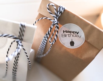Aufkleber - Happy Birthday - Geschenkaufkleber – weiß – Schöner Schenken - Sticker