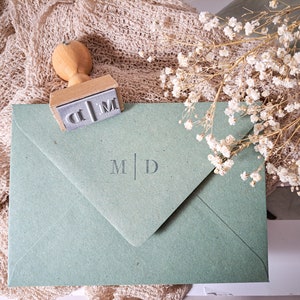 Stempel &quot;Initialien&quot; Holzstempel Hochzeit optional mit Datum