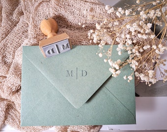 Stamp "Initials" wooden stamp wedding optional with date