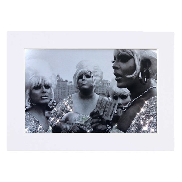 DRAG QUEENS "Vintage Queens Wigstock"- 5x7 Matted Hand-Made Glitter Art