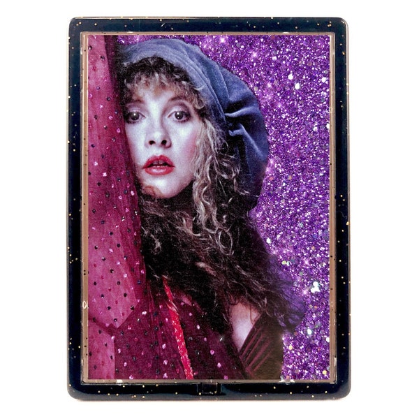 STEVIE NICKS Fleetwood Mac Glittered Magnet and Photo Easel Frame 2.75 inches x 3.75 inches Custom Made Glitter Purple