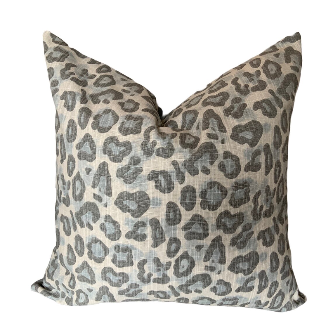 Leopard Pillow Cover Blue Pillow Animal Print fabric Custom Etsy