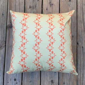Sage Green and Terracotta Pillow Cover • Mid-Century Modern Throw Pillow • Beautiful Cotton/ Linen Blend Organic Modern